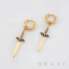 PAIR OF DAGGER SWORD BAT ENCRUSTED KNIGHT 316L SURGICAL STEEL EARRING
